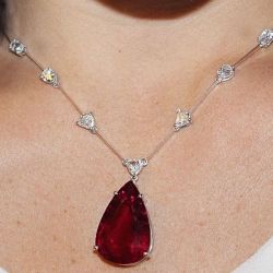 Classic Pear Cut Red Sapphire Pendant Necklace For Women