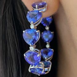 Heart Cut Blue Sapphire Hoop Earrings For Women