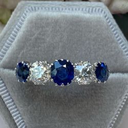Cushion Cut Alternity Blue & White Sapphire Engagement Ring