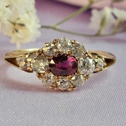 Vintage Golden Halo Oval Cut Ruby Sapphire Engagement Ring