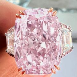 Two Tone Cushion Cut Pink Sapphire Engagement Ring