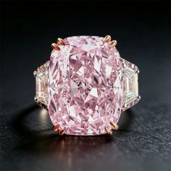 Two Tone Cushion Cut Pink Sapphire Engagement Ring
