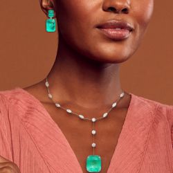 Emerald Cut Drop Earrings & Pendant Necklace Set