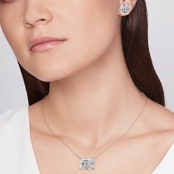 Classic White Sapphire Stud Earrings & Pendant Necklace Set
