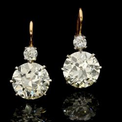 Two Tone Round Cut White Sapphire Drop Earrings For Women