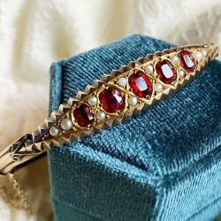 Unique Rose Gold Cushion Cut Garnet Sapphire Bangle Bracelet