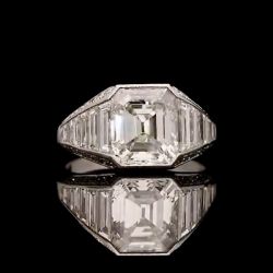 Emerald Cut White Sapphire Engagement Ring For Women