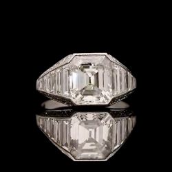 Emerald Cut White Sapphire Engagement Ring