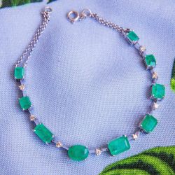 Classic Multi Cut Emerald Sapphire Tennis Bracelet For Women