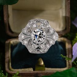 Vintage Milgrain Round Cut White Sapphire Engagement Ring