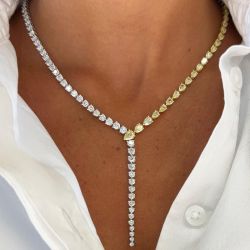 Two Tone Round & Pear Cut Yellow & White Sapphire Necklace