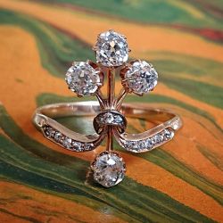 Golden Vintage Round Cut White Sapphire Engagement Ring