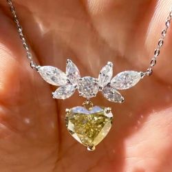 Cute Heart Cut Yellow Sapphire Pendant Necklace For Women