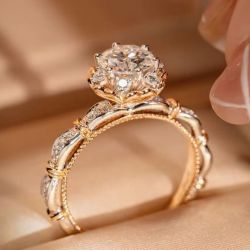Unique Round Cut White Sapphire Engagement Ring Promise Ring