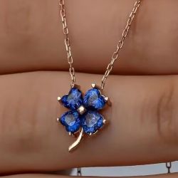 Rose Gold Heart Cut Blue Sapphire Pendant Necklace For Women