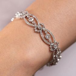 Antique Round Cut White Sapphire Tennis Bracelet For Women 