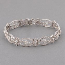 Antique Round Cut White Sapphire Tennis Bracelet For Women 