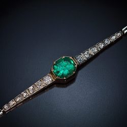 Antique Emerald Cut Emerald Sapphire Bracelet For Women