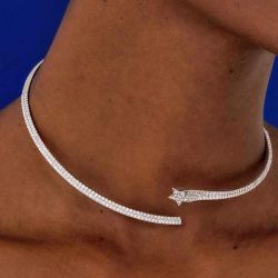 Unique Round Cut White Sapphire Open Necklace For Women