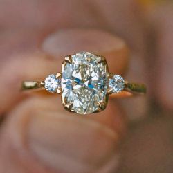 Golden Oval Cut White Sapphire Engagement Ring Promise Ring