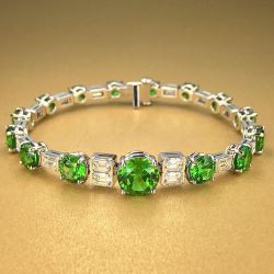 Classic Round Cut Peridot Sapphire Tennis Bracelet For Women