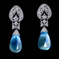 Vintage Pear Cut Aquamarine Drop Earrings For Women