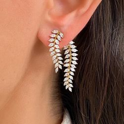 Unique Marquise Cut White Sapphire Jacket Earrings For Women