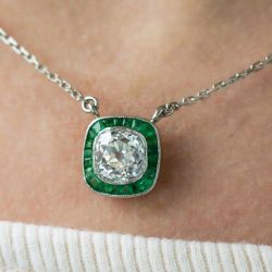 Halo Cushion Cut White Sapphire Pendant Necklace For Women