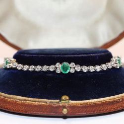 Vintage Oval Cut Emerald Sapphire Tennis Bracelet For Women