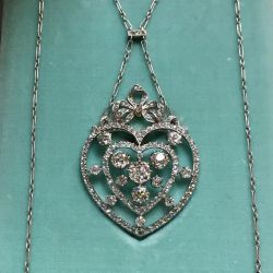 Art Deco Round Cut White Sapphire Pendant Necklace For Women