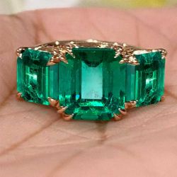 Rose Gold Emerald Cut Emerald Sapphire Engagement Ring