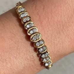 Vintage Golden Round Cut White Sapphire Bracelet For Women