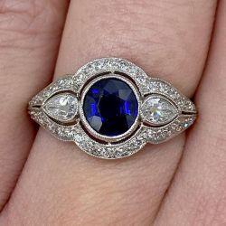 Vintage Round Cut Blue Sapphire Engagement Ring Promise Ring