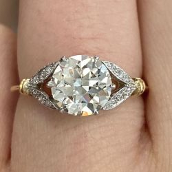 Vintage Two Tone Round Cut White Sapphire Engagement Ring