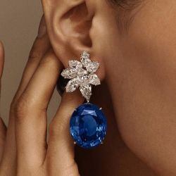 Art Deco Oval Cut Blue Sapphire Drop Earrings For Women