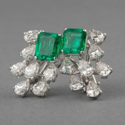 Elegant Emerald & Pear Cut Emerald Sapphire Drop Earrings
