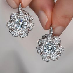 Art Deco Round Cut White Sapphire Drop Earrings For Women