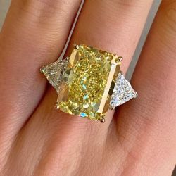 Two Tone Radiant Cut Yellow Sapphire Engagement Ring