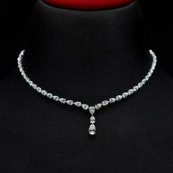 Classic Pear Cut White Sapphire Necklace For Women