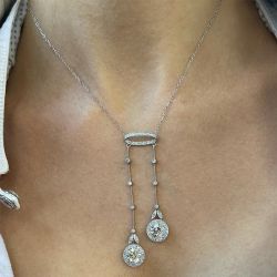 Vintage Round Cut White Sapphire Pendant Necklace For Women