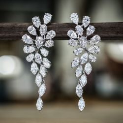 Pear & Marquise Cut White Sapphire Drop Prom Earrings For Women