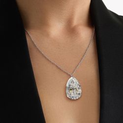 Spectacular Solitaire Pear Cut White Sapphire Pendant Necklace