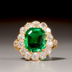 Halo Golden Emerald Cut Emerald Sapphire Engagement Ring