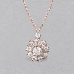 Two Tone Halo Round Cut White Sapphire Pendant Necklace