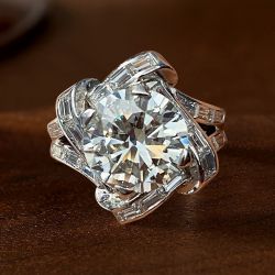Unique Split Shank Round Cut White Sapphire Engagement Ring