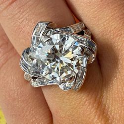 Unique Split Shank Round Cut White Sapphire Engagement Ring