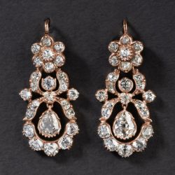 Vintage Rose Gold Pear Cut White Sapphire Drop Earrings