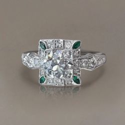 Vintage Halo White Sapphire Round Cut Engagement Ring