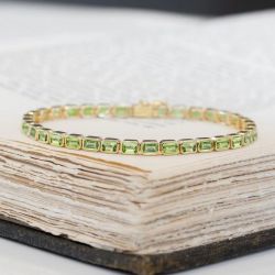 Classic Peridot Sapphire Baguette Cut Tennis Bracelet