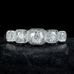 Vintage Five Stone White Sapphire Round Cut Engagement Ring For Women